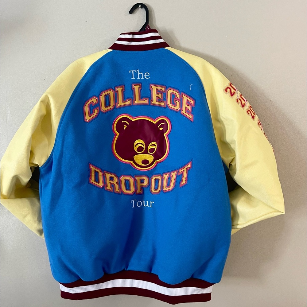 Blue and Yellow College Dropout Tour Varsity Jacket